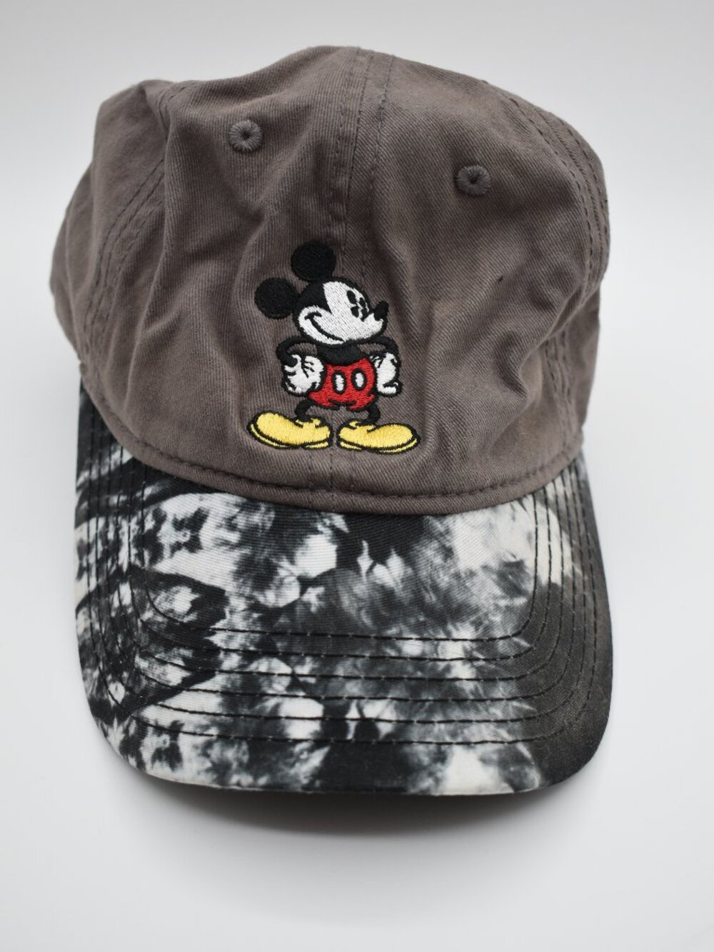 Disney Mickey Mouse Dad Hat Gray Tie Dye Adjustable Baseball Cap Embroidered Cap